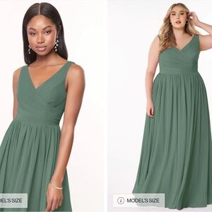 Azazie Sleeveless Green Maxi Dress